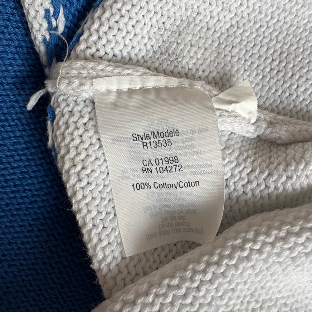 100% cotton sweater size small blue white crew neck - Picture 6 of 7